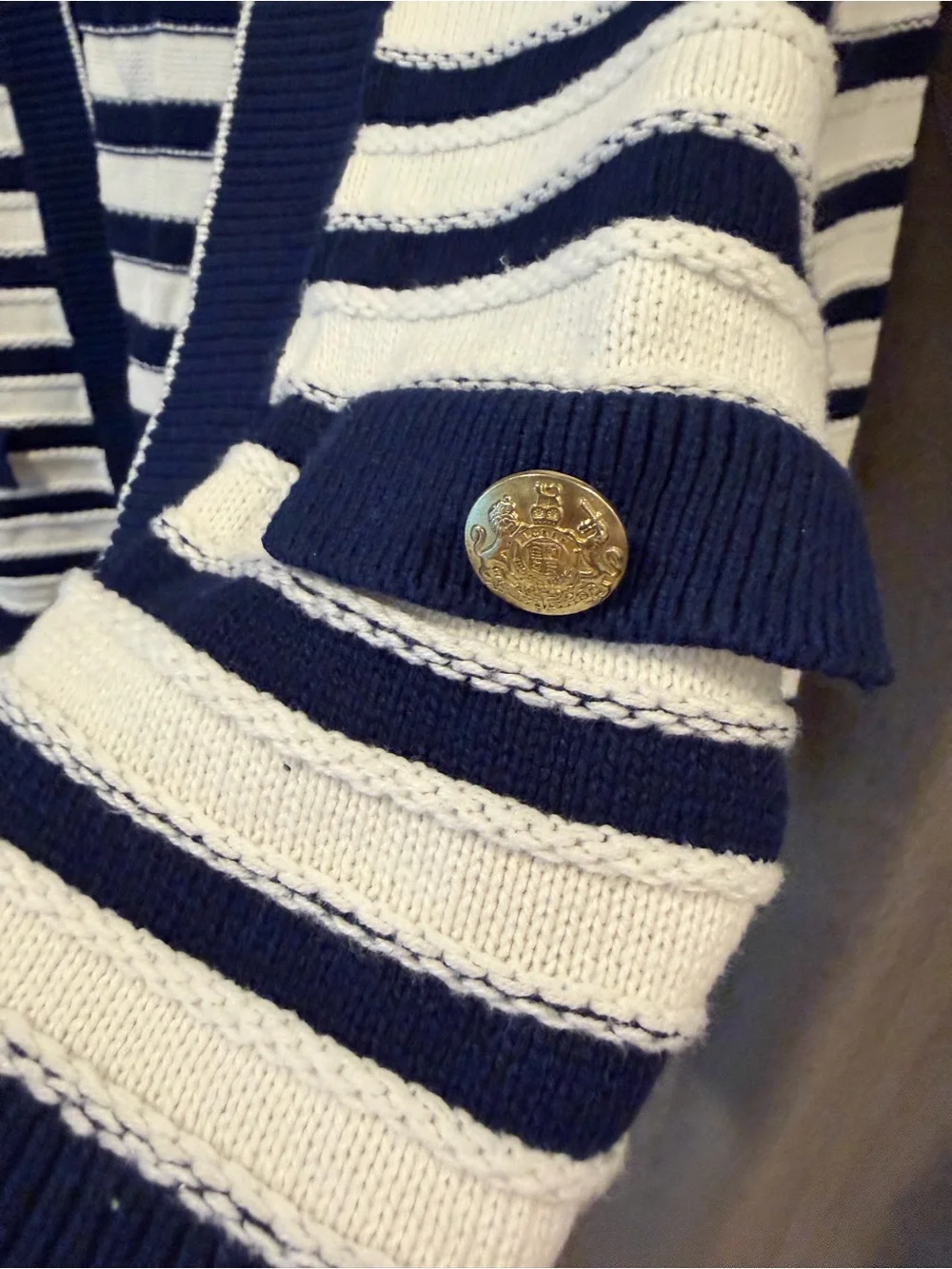 J. Crew Cream and Navy Striped Open-Front Cardigan